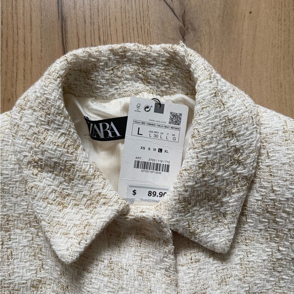 Chic Zara Cream Tweed Jacket - Picture 2 of 3